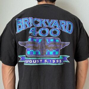 Vintage 1995 Logo 7 Brickyard 400 Nascar Black Graphics T-Shirt